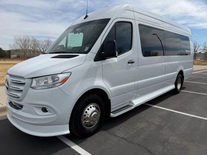 White Mercedes Sprinter – Laramie limo service